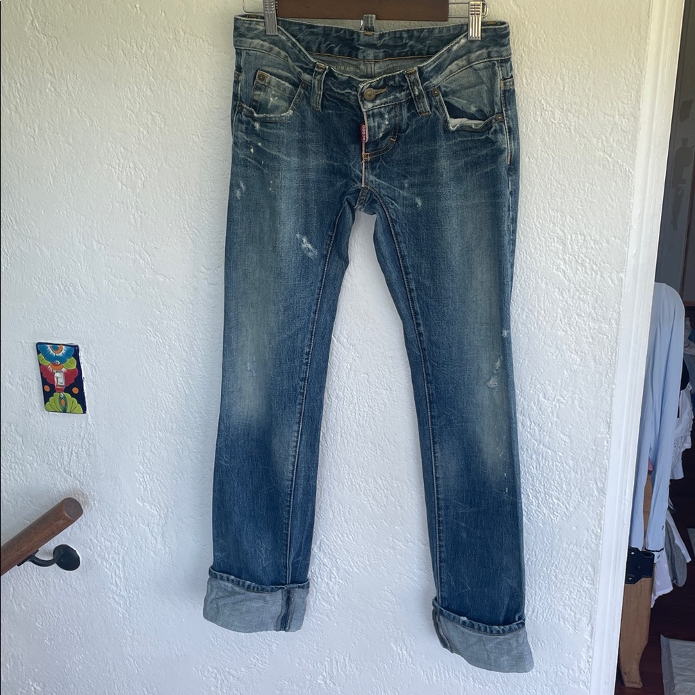 DSQUARED2 Distressed Blue Denim Jeans
